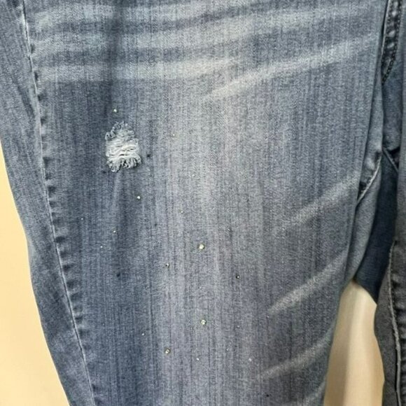 LANE BRYANT PLUS SIZE 26 MEDIUM WASH SKINNY ANKLE JEANS SCATTERED RHINESTONES - Picture 7 of 10